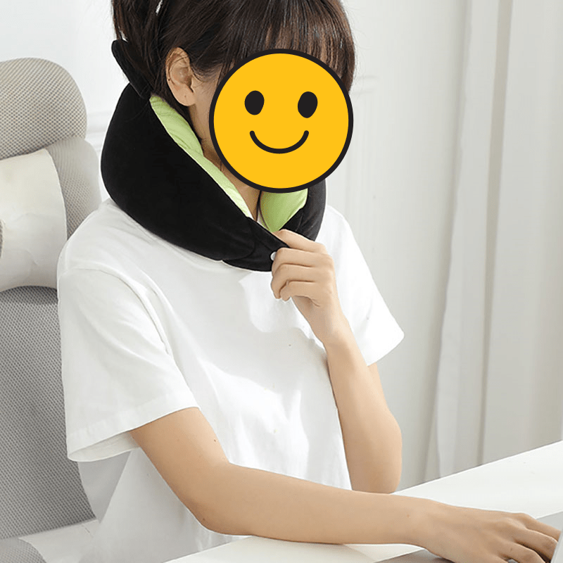Cartoon Cat Travel Neck Pillow with Hood