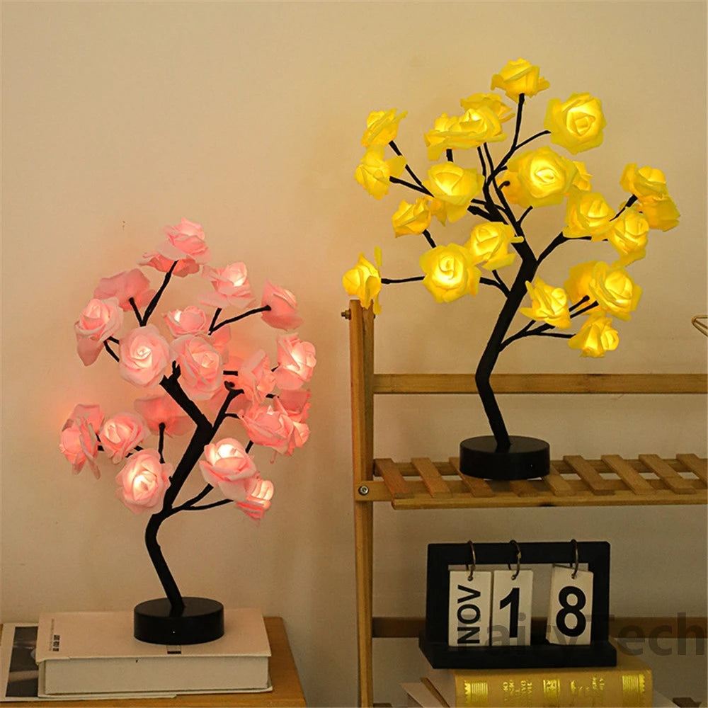 LED Rose Flower Table Lamp Christmas Tree