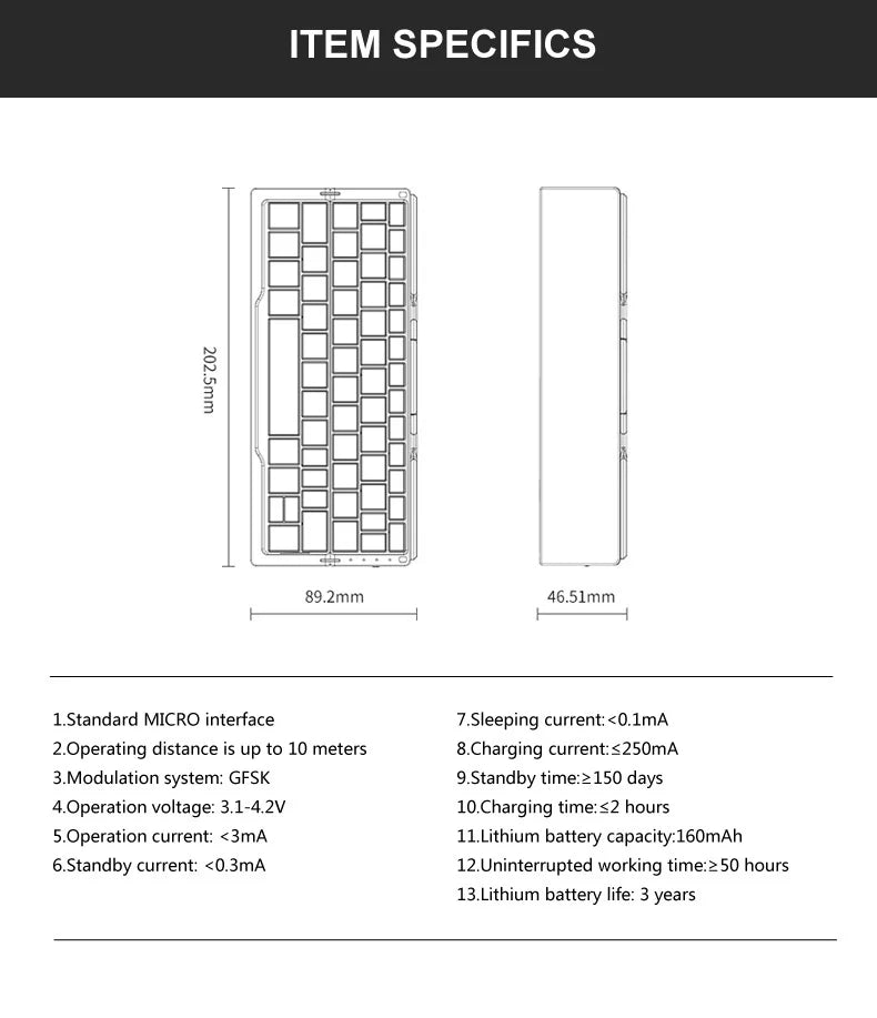 Mini Foldable Wireless Keyboard With Stand For Phone