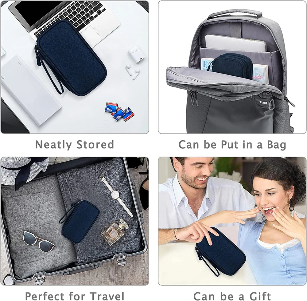 Portable Waterproof Electronics Travel Organizer, Double-Layer Storage