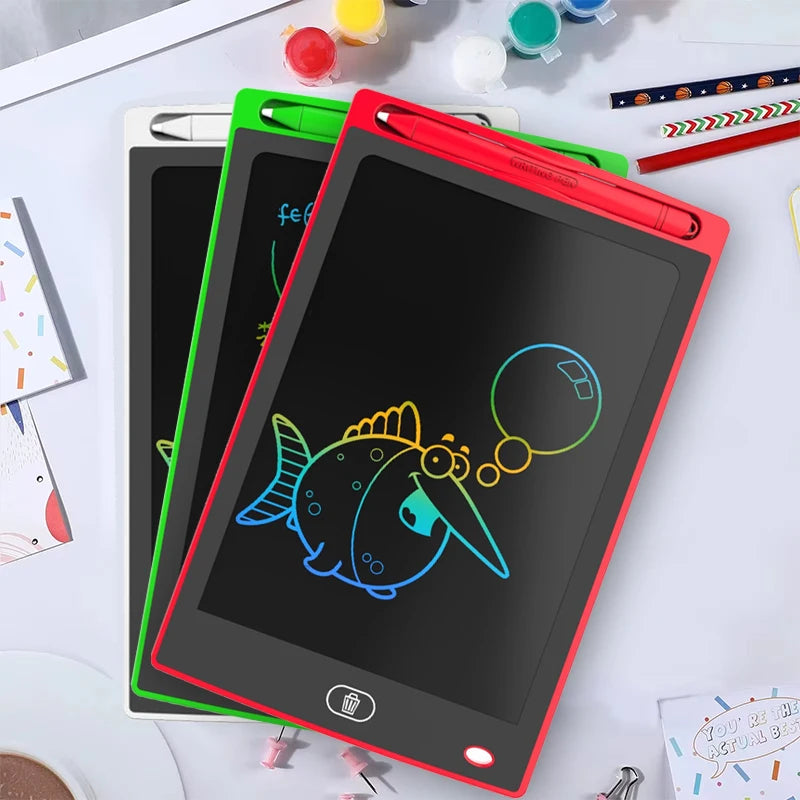 8.5-inch LCD electronic drawing board for kids with a pressure-sensitive screen, perfect for writing, drawing, and creative learning.