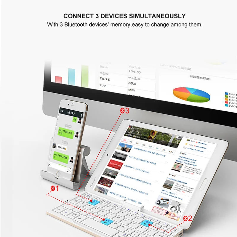 Mini Foldable Wireless Keyboard With Stand For Phone