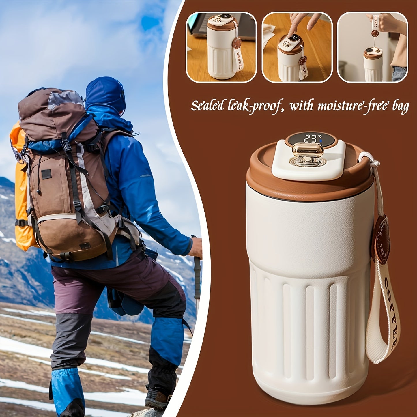 Premium Insulated Travel Mug with Temperature Display