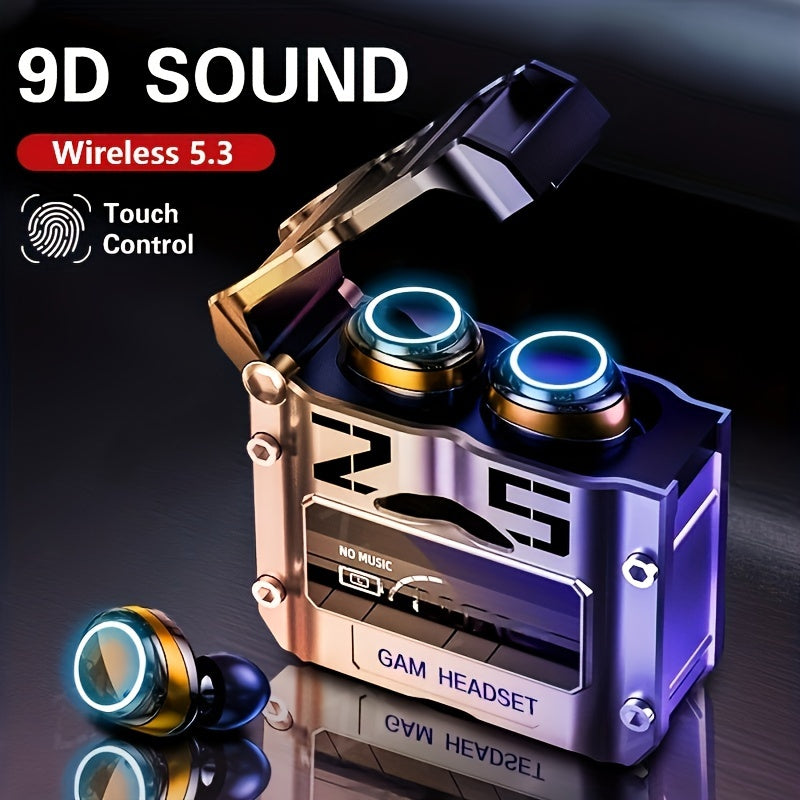 2024 Wireless Earphones with Touch Control and LED Display - Noise Cancellation for High-Quality Music and Gaming on Smartphones - Steampunk TWS Earbuds for Gaming, Meetings, and Sports