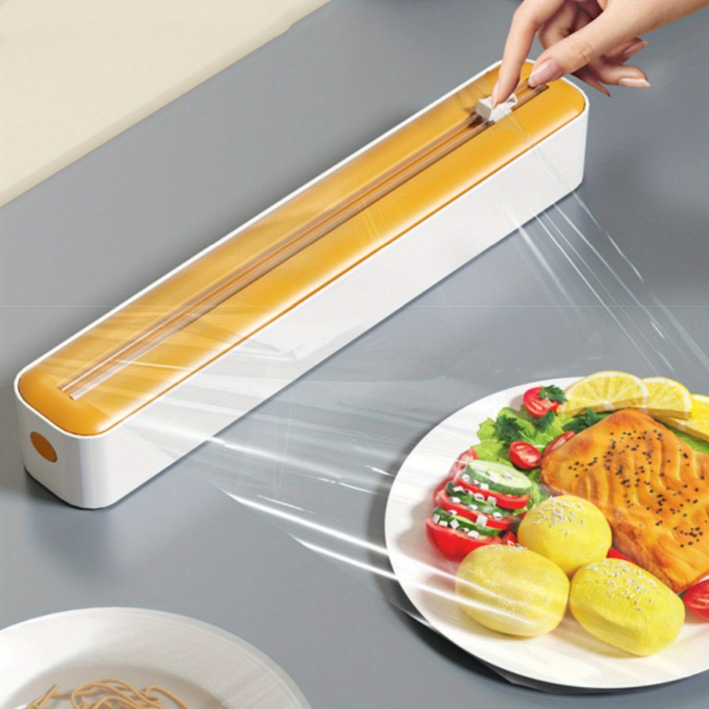 Kitchen Wrap Cutter, Dual-Sided Sliding Blade Cutting Box