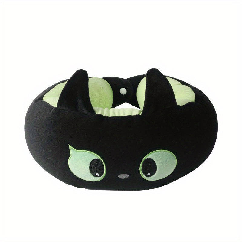 Cartoon Cat Travel Neck Pillow with Hood