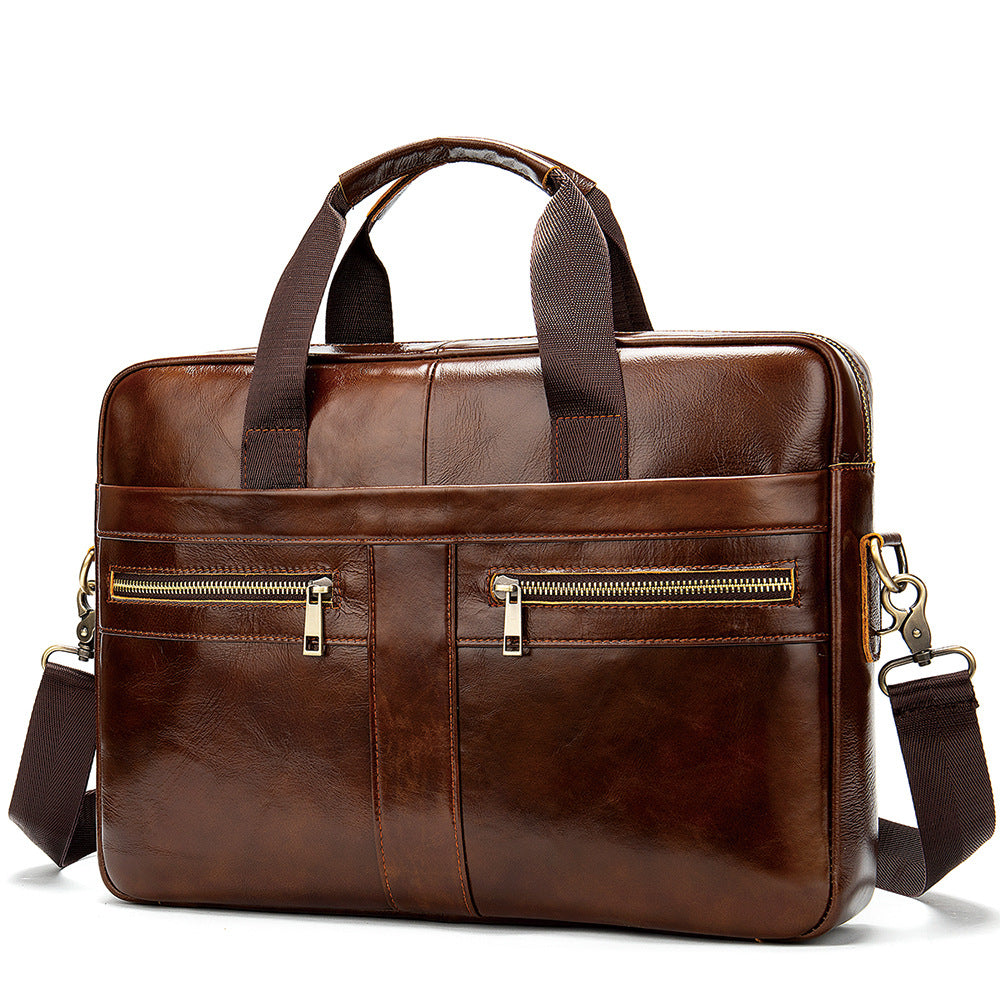 First Layer Cowhide Leather Briefcase