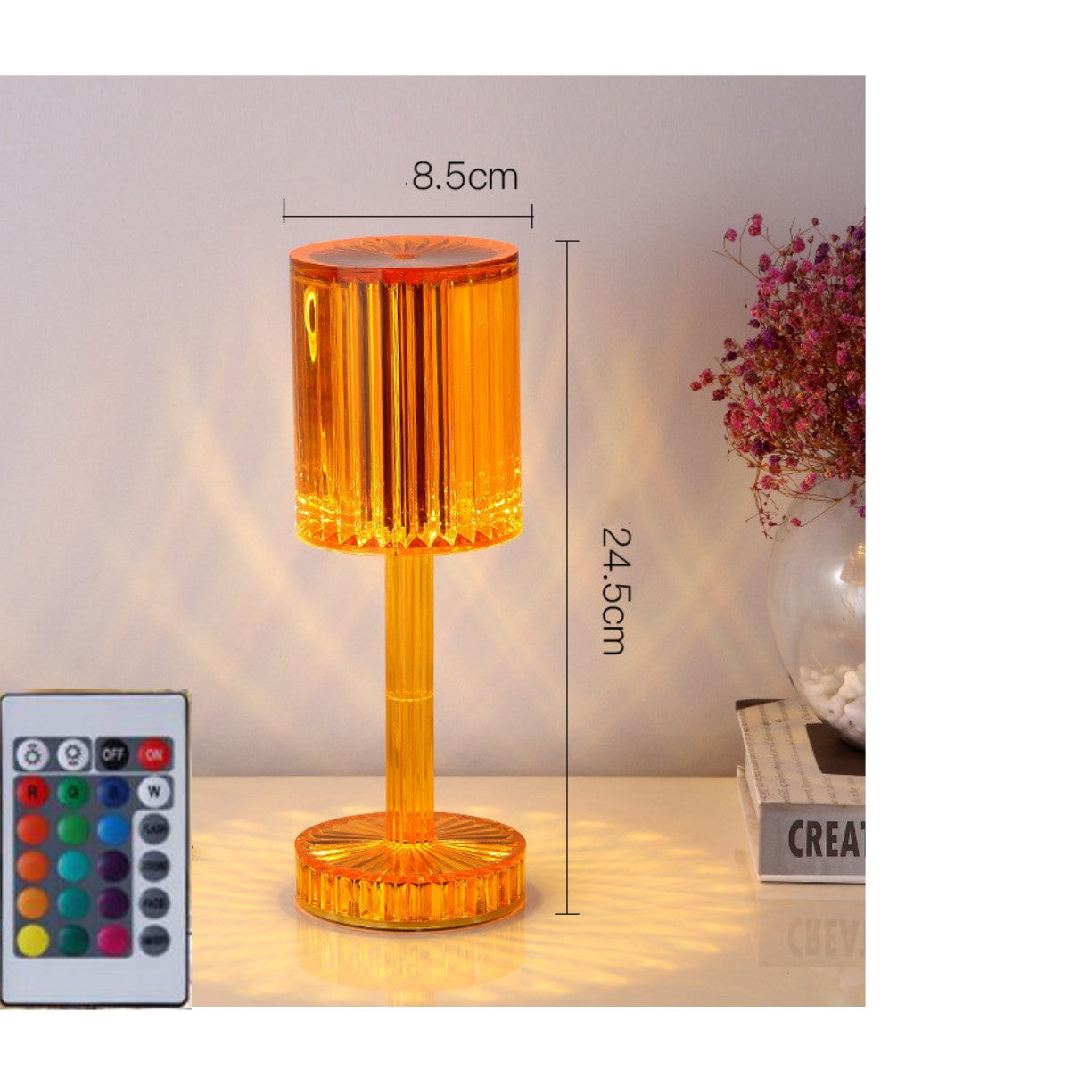 Crystal Table Lamp With Diamond Warm Led