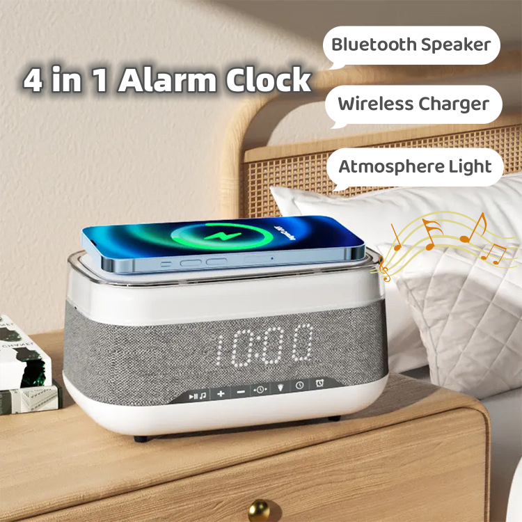 Intelligent Multifunctional Alarm Clock Bluetooth Speaker and Wireless Charger