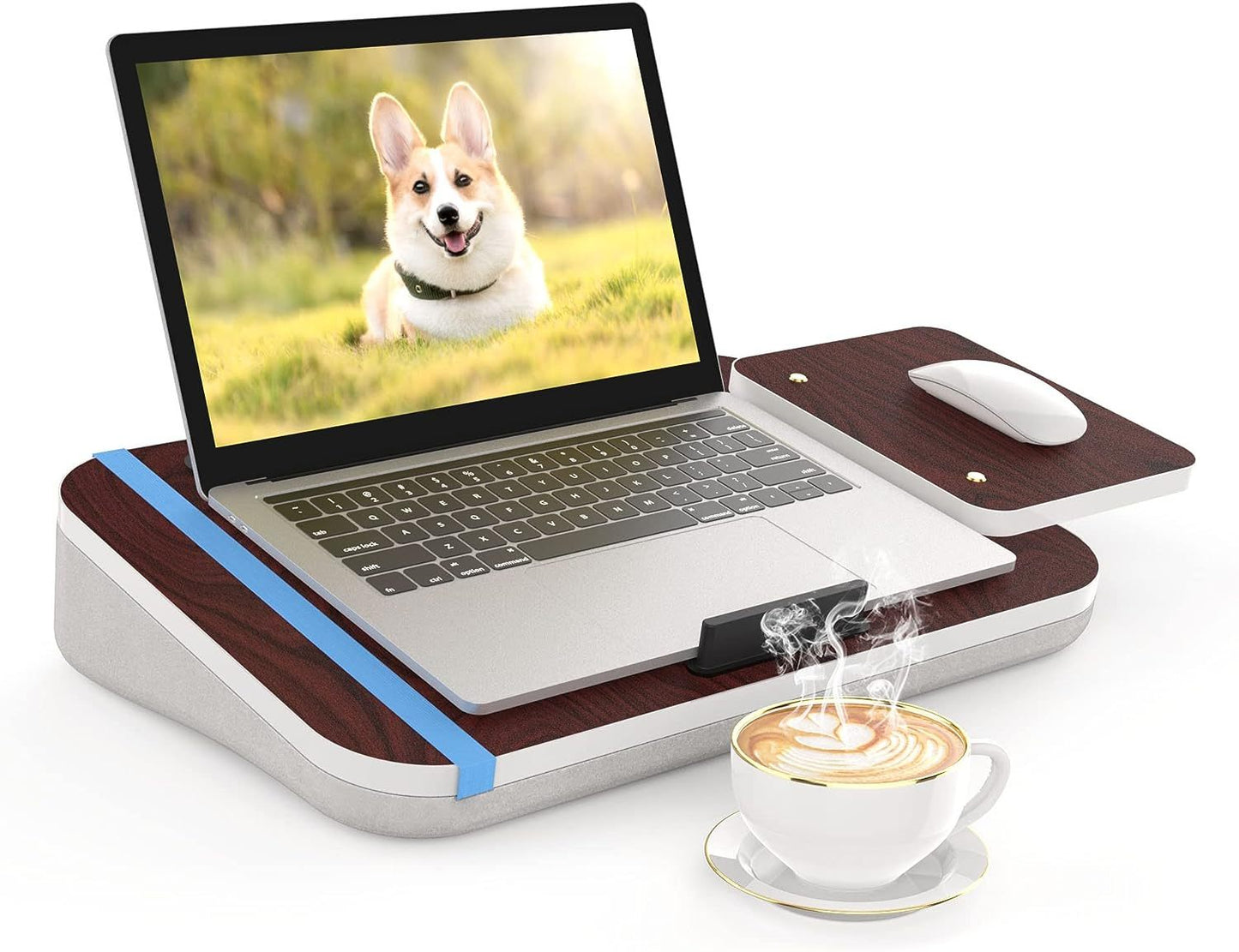 Laptop Tablet Holder With Detachable Mouse Tray Lap Desk With Cushion