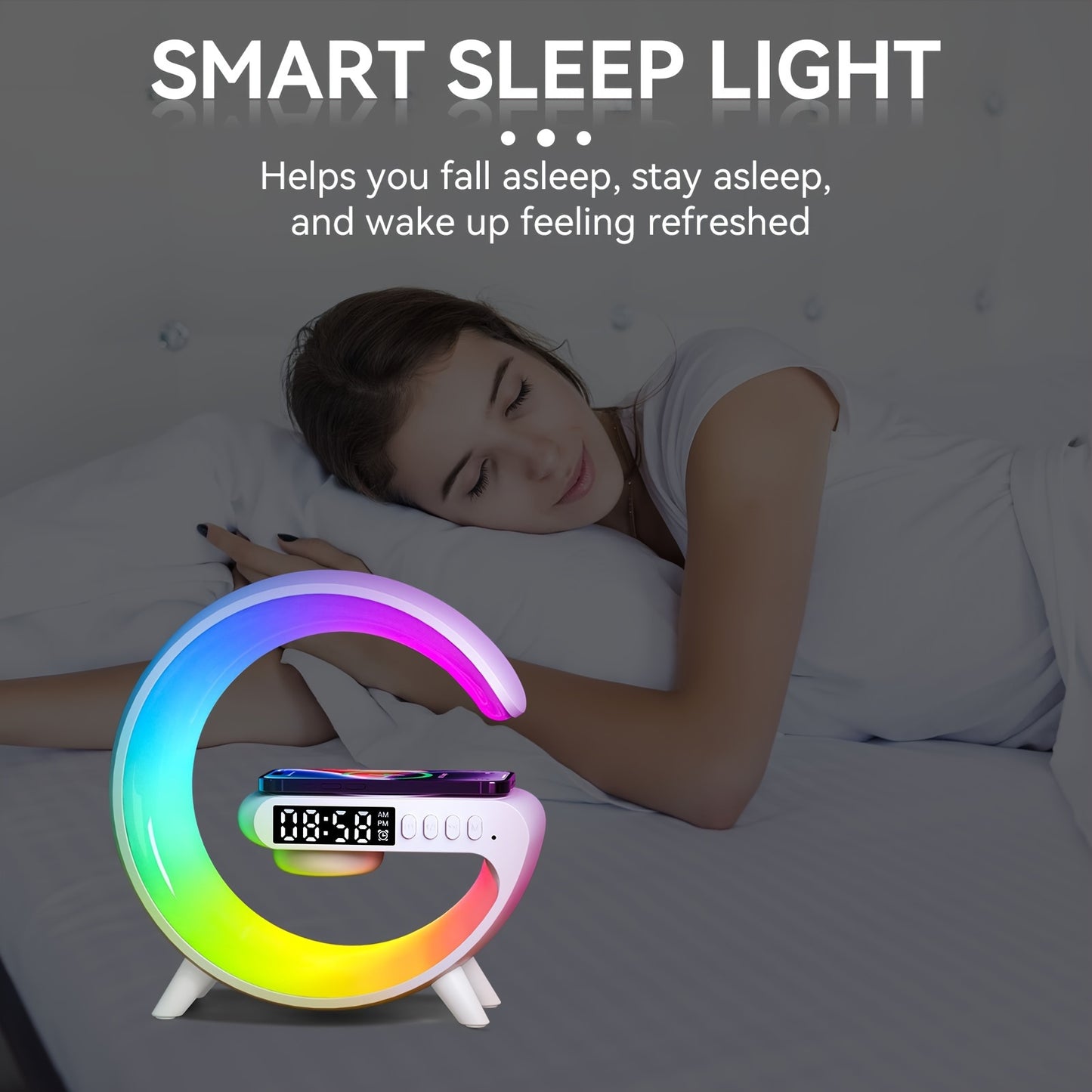 Intelligent G Shaped LED Lamp Bluetooth Speake and Wireless Charger