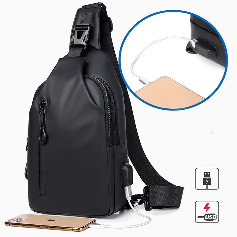 Men's Black Sling Crossbody Chest Bag Shoulder Backpack