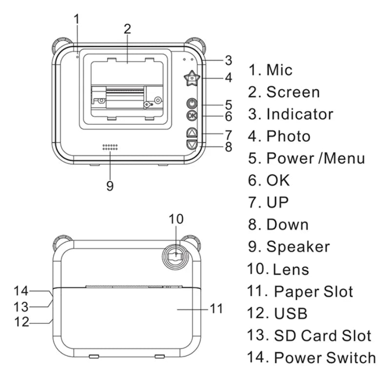 Digital Children Camera For Photography Mini Printer Portable Thermal Instant Print Photo Kids Camera Video Educational Toy Gift