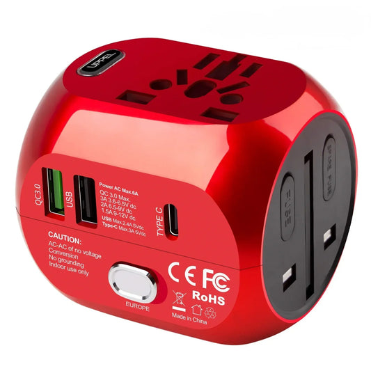 UPPEL Universal Travel Adapter with Multi-Plug Converter for US/UK/AU/EU