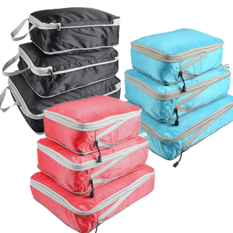 3-Piece Compressible Packing Cubes Set: Waterproof & Portable