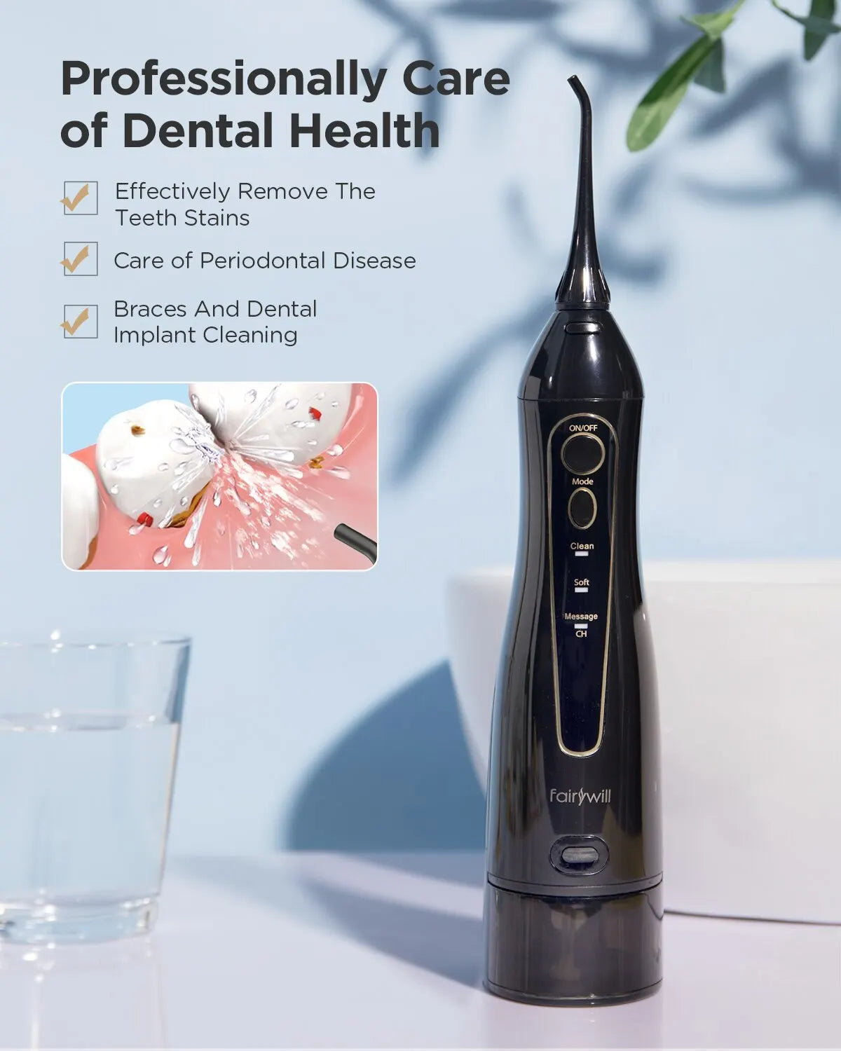 Fairywill Water Flossers for Teeth Rechargeable Cordless and Portable