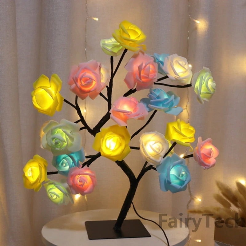 LED Rose Flower Table Lamp Christmas Tree