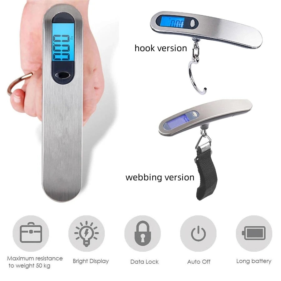 Portable Digital Luggage Scale, LCD Display with Hook