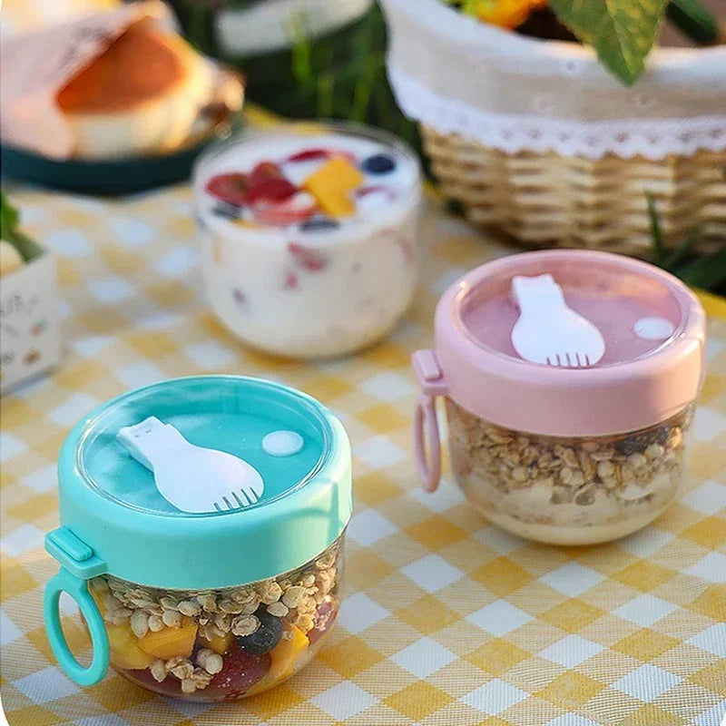 Oatmeal Cup Salad Cup Airtight Lid Thickened with Spoon