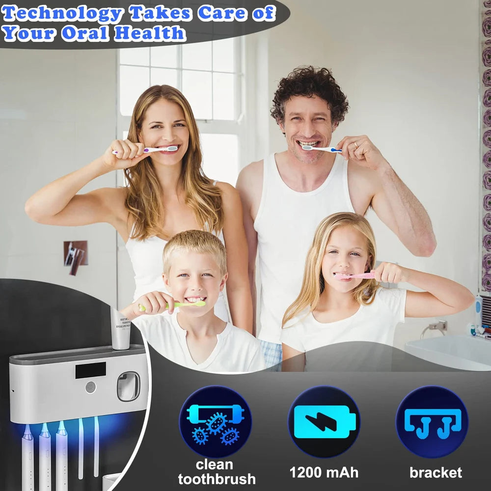 UV Sterilization Toothbrush Holder and Toothpaste Dispenser