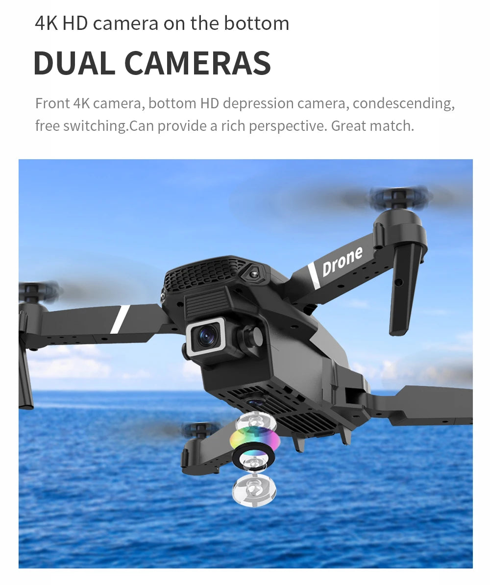 The new E88 professional drone WIFI FPV wide-angle HD 4K 1080P camera height hold foldable quadcopter children's gifts toys