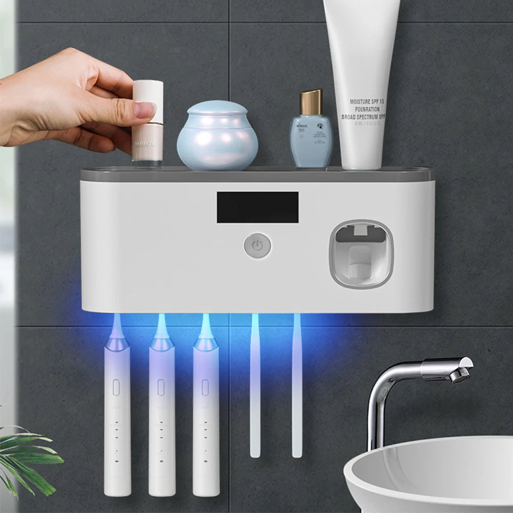 UV Sterilization Toothbrush Holder and Toothpaste Dispenser