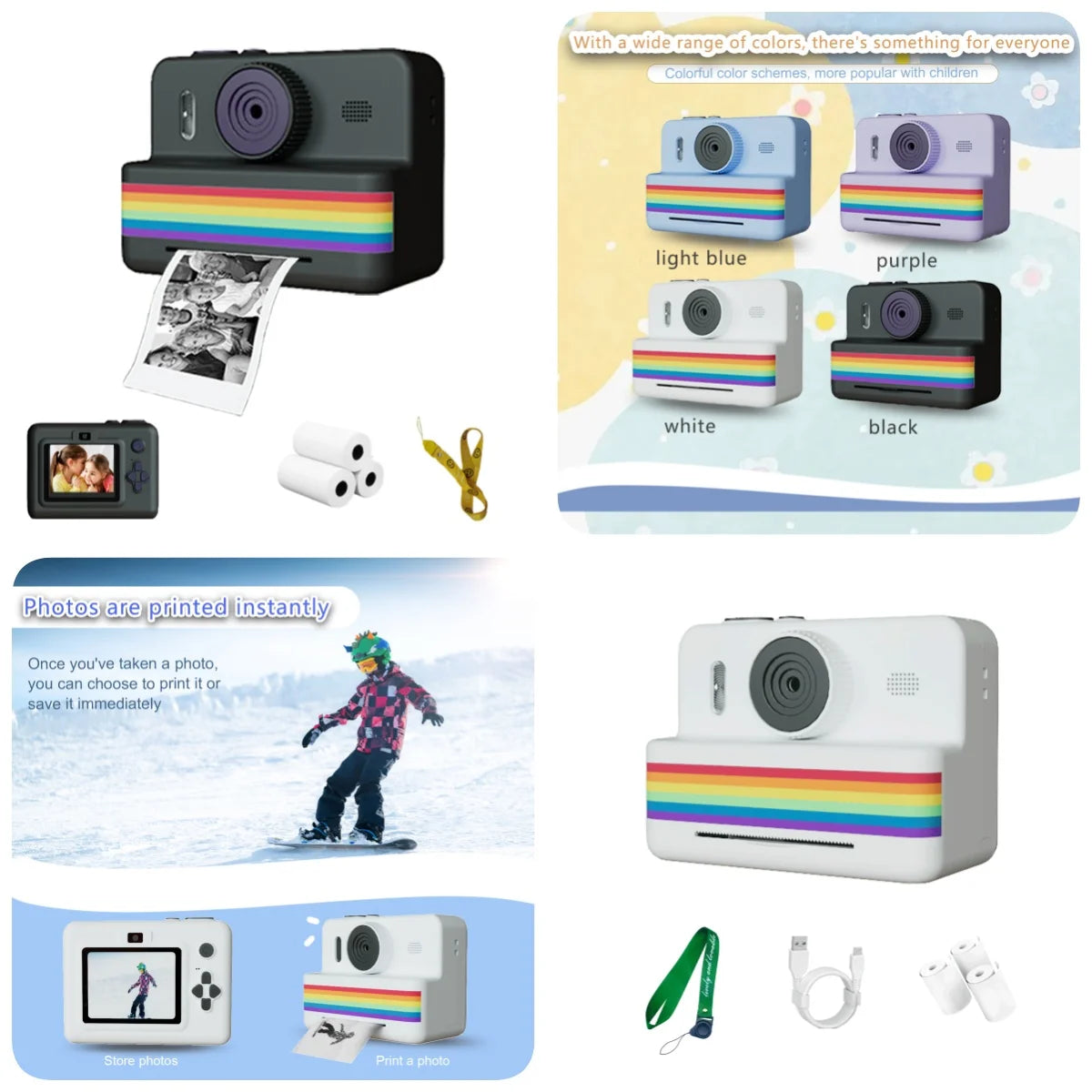 Digital Children Camera For Photography Mini Printer Portable Thermal Instant Print Photo Kids Camera Video Educational Toy Gift