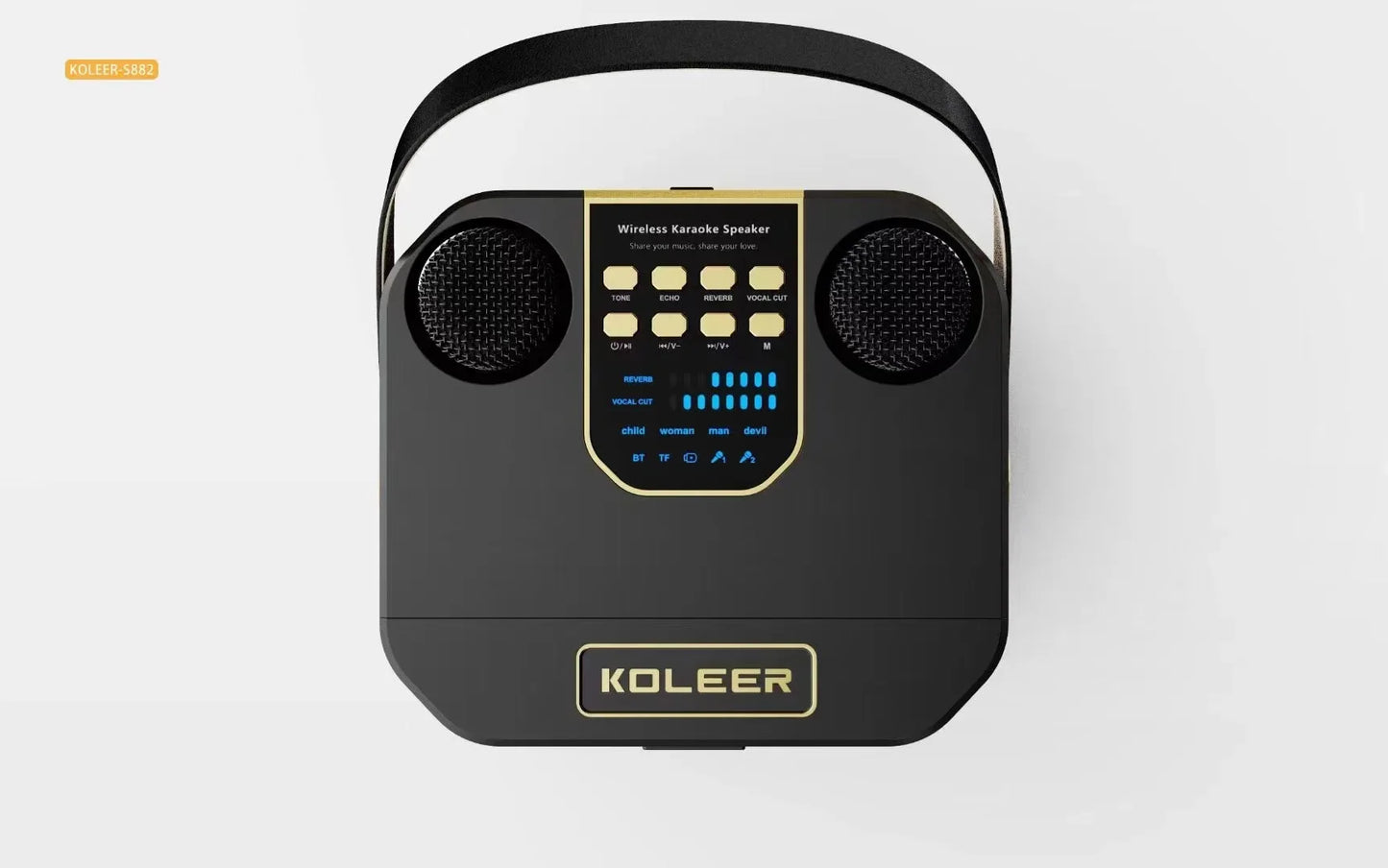 S882 Karaoke Bluetooth Speaker – Portable Wireless Party Speaker with Dual Microphones.