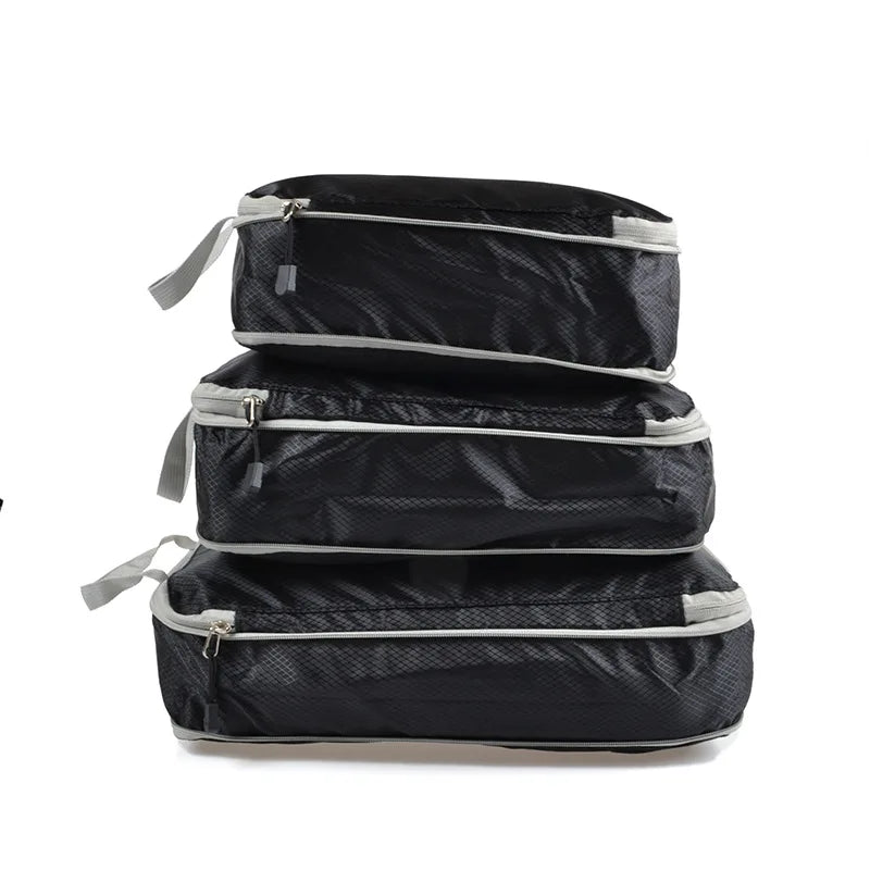 3-Piece Compressible Packing Cubes Set: Waterproof & Portable