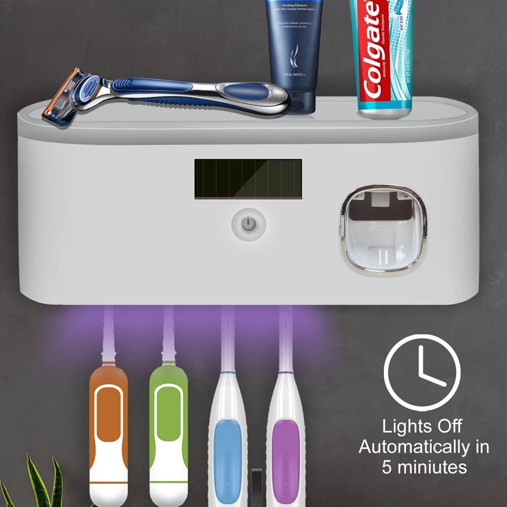 UV Sterilization Toothbrush Holder and Toothpaste Dispenser