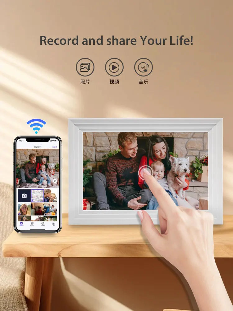WiFi Digital Photo Frame 10.1-Inch Share Photo via APP