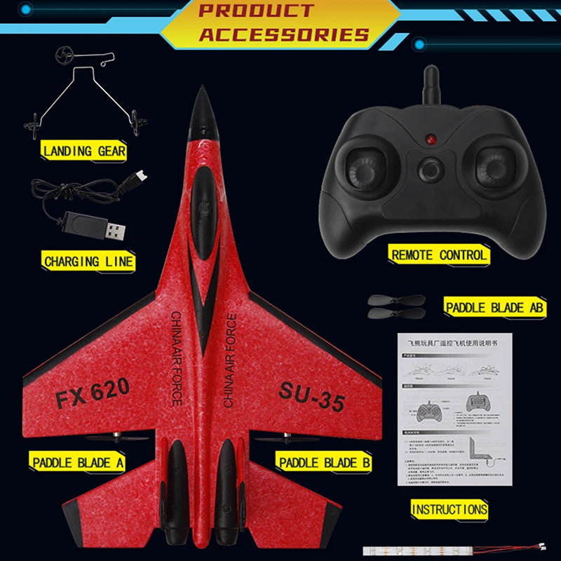 RC Foam Aircraft SU-35 – Durable, lightweight remote control fighter plane for kids and beginners.