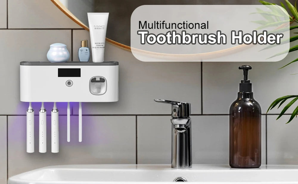 UV Sterilization Toothbrush Holder and Toothpaste Dispenser