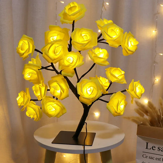 LED Rose Flower Table Lamp Christmas Tree