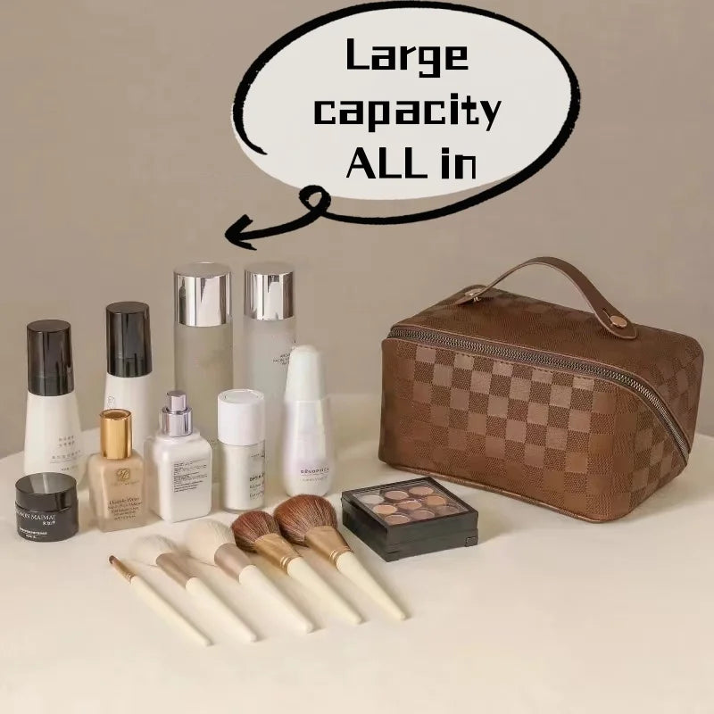 Leather Travel Cosmetic Bag Toiletry Organizer