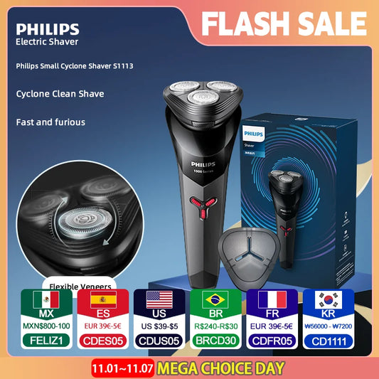 PHILIPS S1113 USB Interface Men's Recommended Fashionable Portable Full-body Water Wash New 1 Series Upgrade Electric Shaver