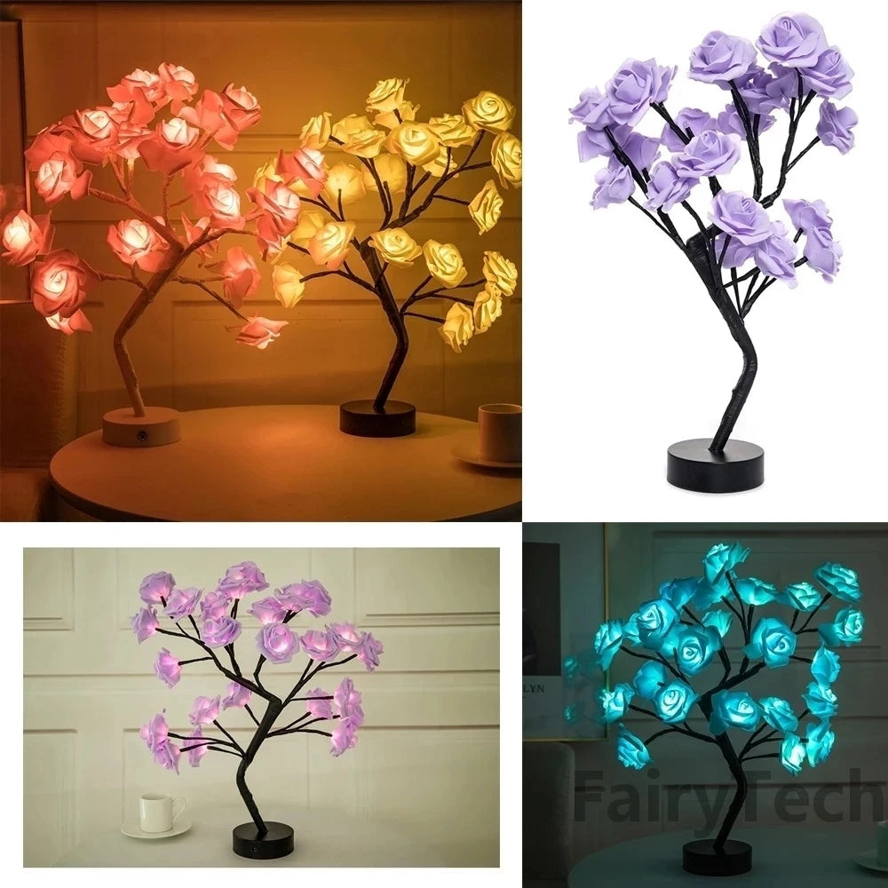 LED Rose Flower Table Lamp Christmas Tree