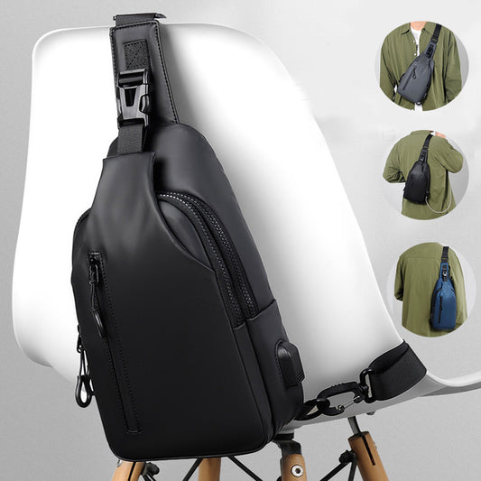 Men's Black Sling Crossbody Chest Bag Shoulder Backpack