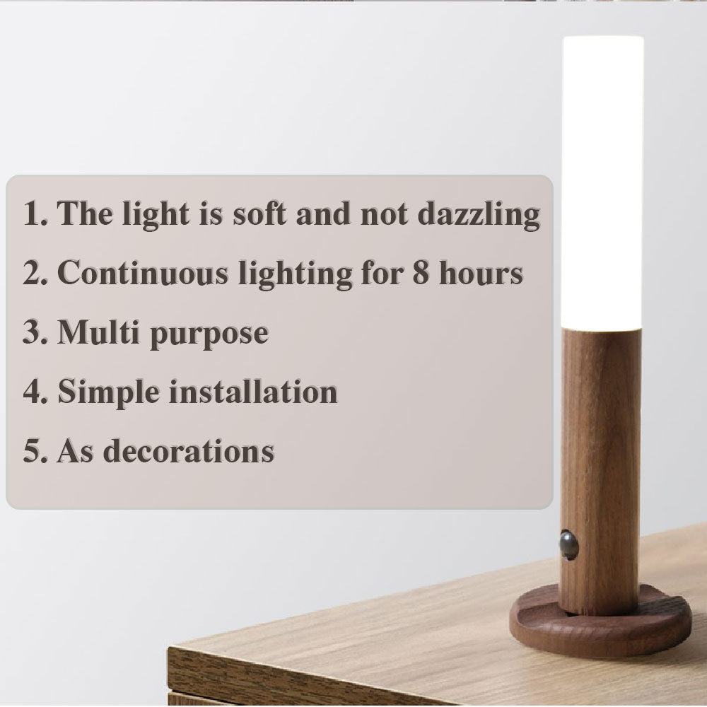 Auto LED USB Magnetic Wood Wireless Night