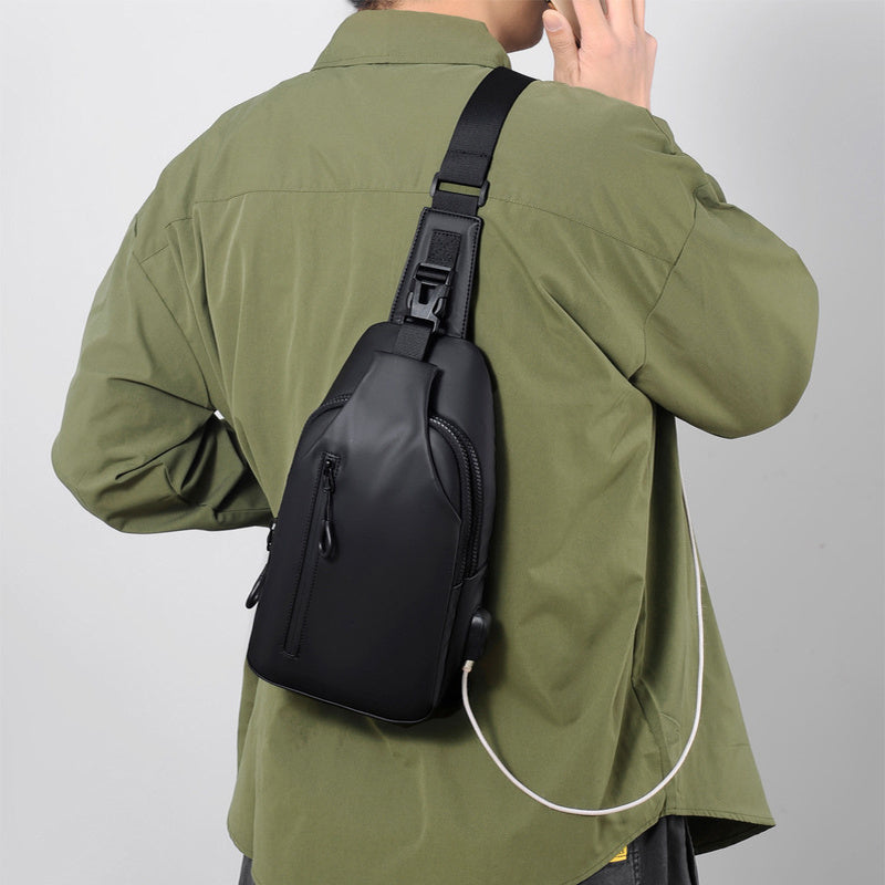 Men's Black Sling Crossbody Chest Bag Shoulder Backpack