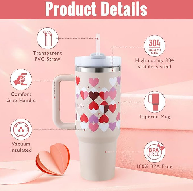 Stainless Streel Tumbler With Handle Straw Insulated